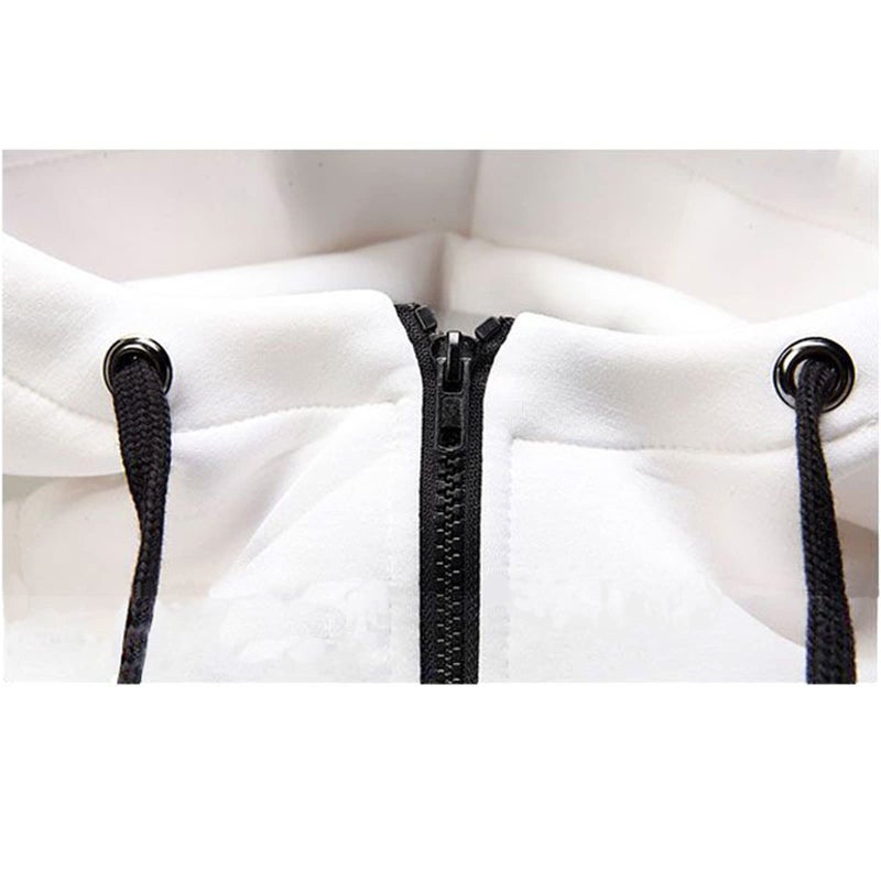ZUEVI Men's Casual Striped Drawstring Hooded And Zipper Closure Hoodies Slim Fit Lightweight Sweatshirt (WHITE-XL) - Image 2
